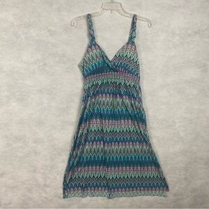 No Boundaries Teal & Purple V-Neck Midi Dress